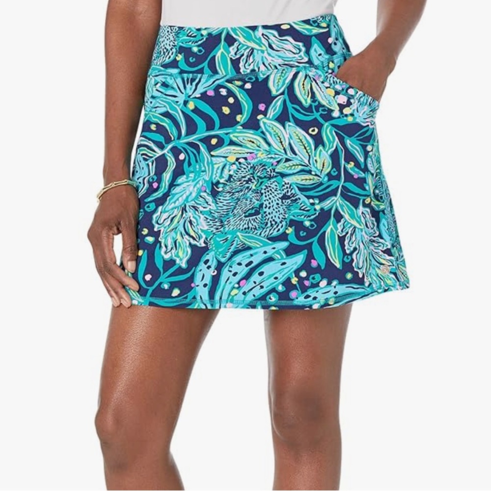 Lilly Pulitzer Navy Teal Floral Print Skort